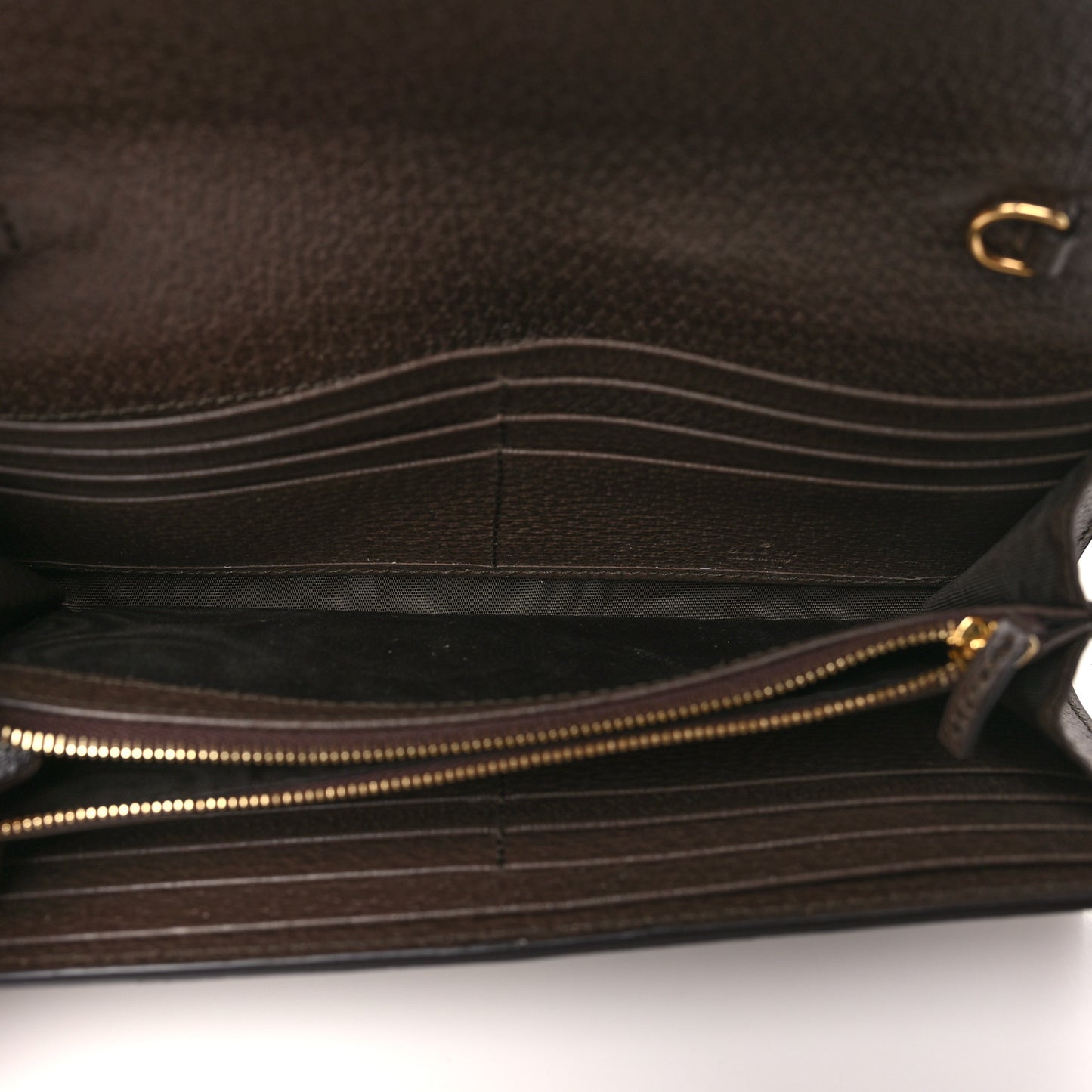 GG Supreme Monogram Textured Dollar Calfskin Blondie Continental Chain Wallet Beige Ebony New Acero