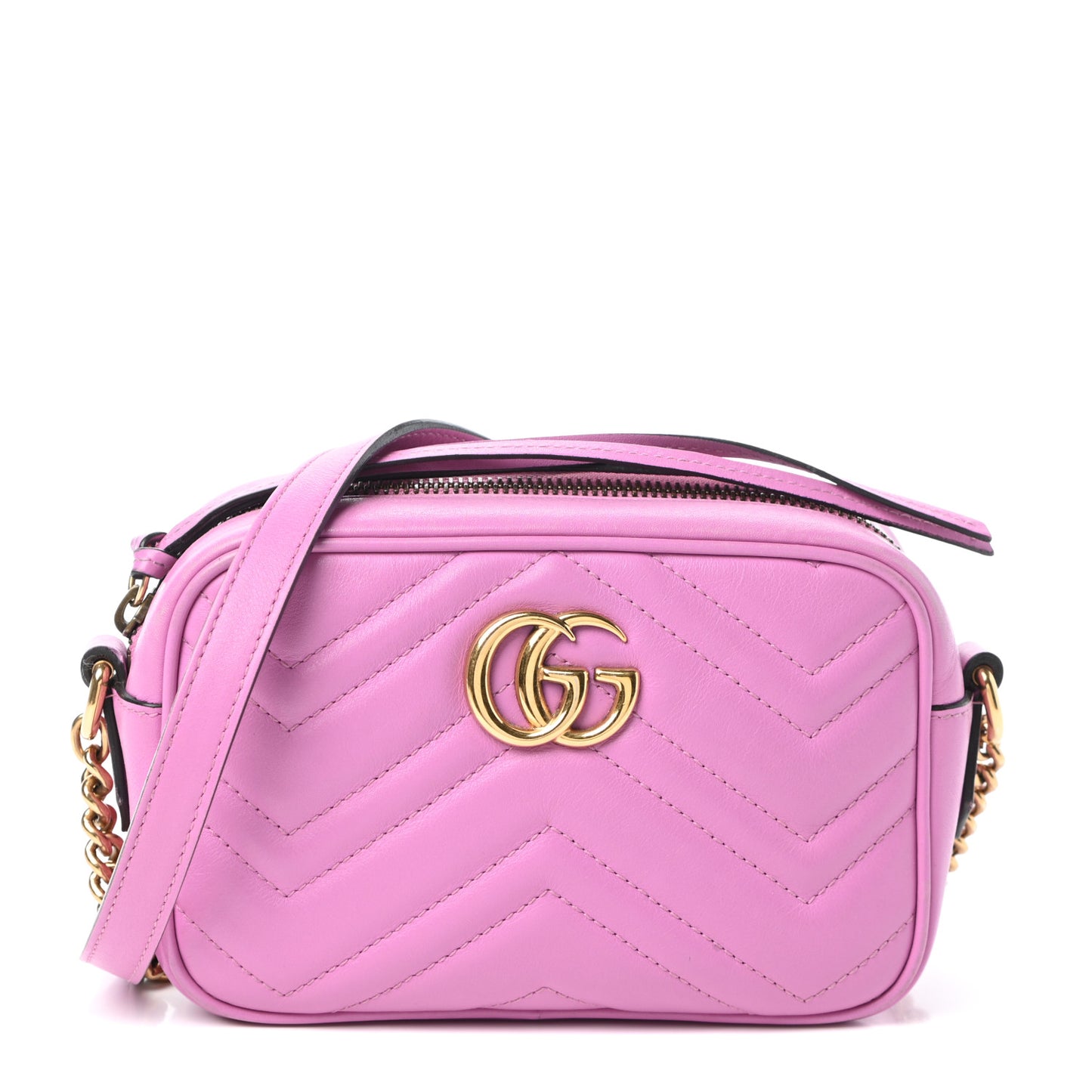 Calfskin Matelasse Mini GG Marmont Chain Shoulder Bag Candy Mousse