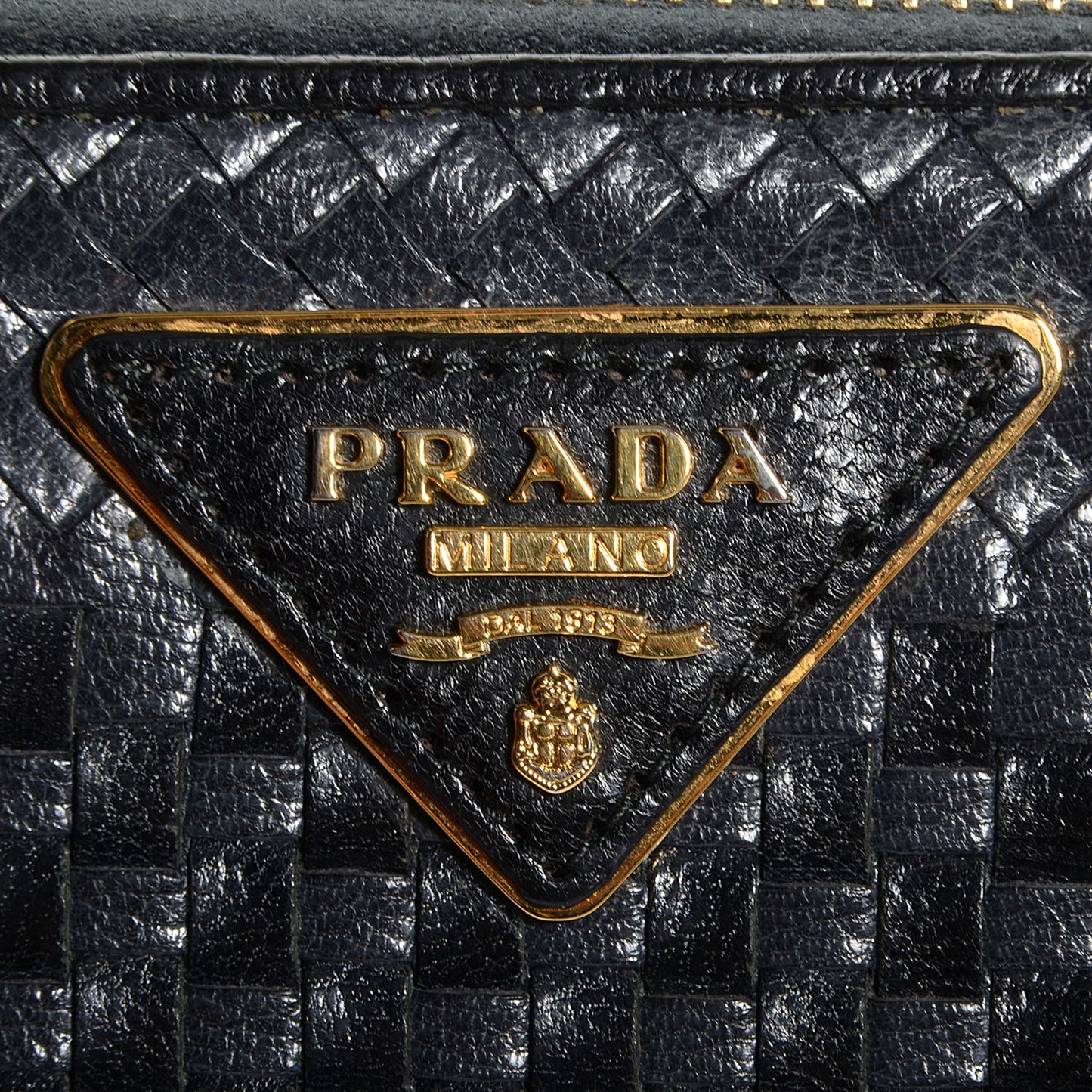 Goatskin Woven Zip Around Wallet Black