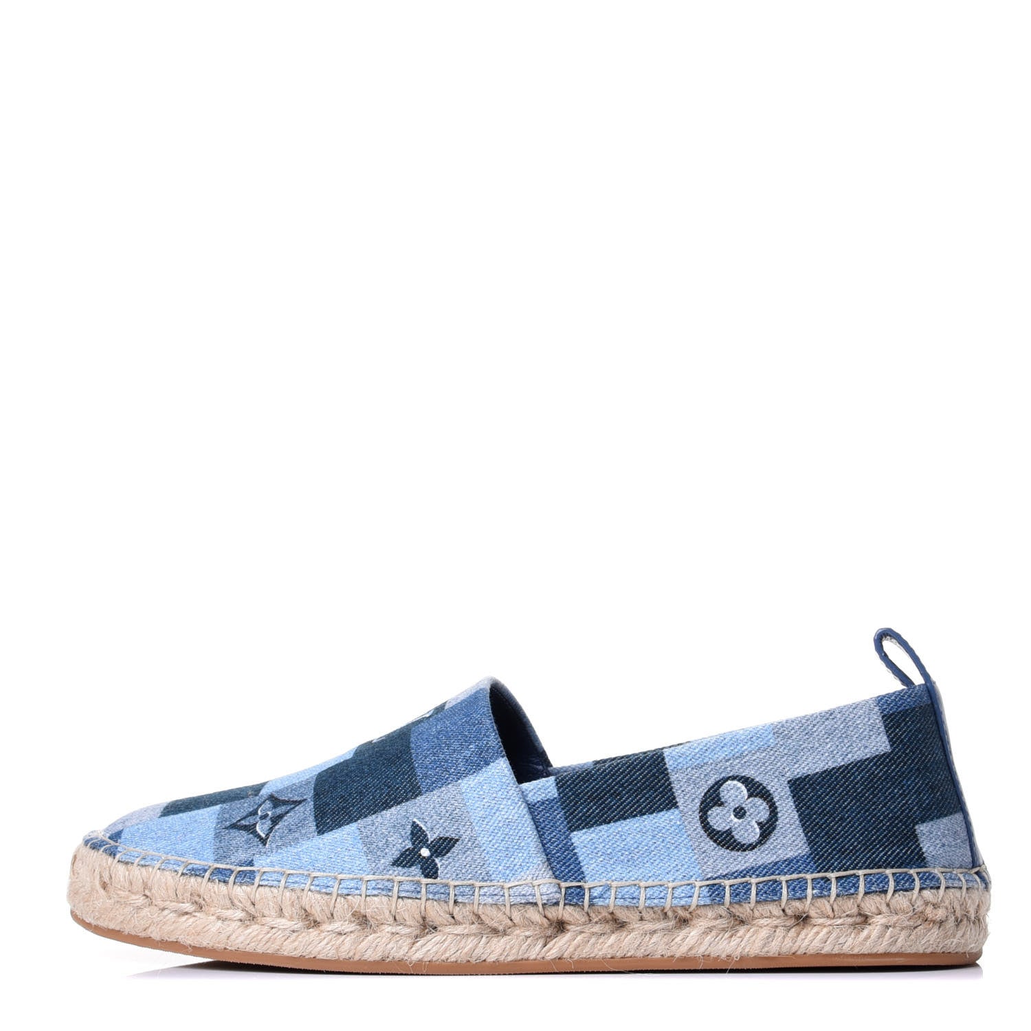 Louis Vuitton Denim Damier Monogram Patchwork Espadrille Flats 36 Blue 1 of 10
