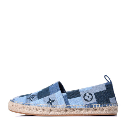 Louis Vuitton Denim Damier Monogram Patchwork Espadrille Flats 36 Blue 1 of 10