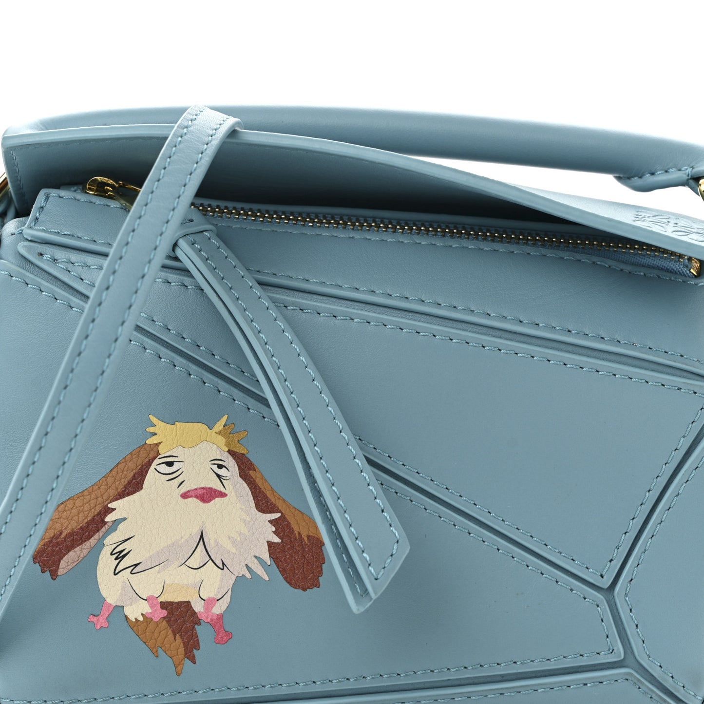 X HOWLS MOVING CASTLE Satin Calfskin Mini Heen Puzzle Bag Light Blue