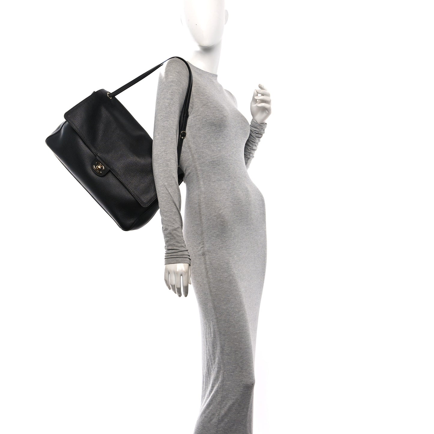 Grained Calfskin Souplissimo Maxi Flap Black Black