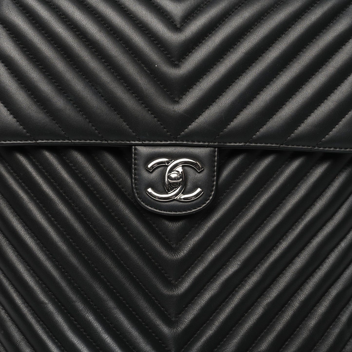 Calfskin Chevron Quilted Large Urban Spirit Backpack Black