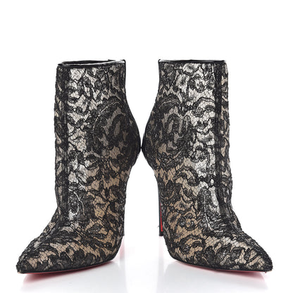 Christian Louboutin Patent Rete Lace Dentelle Psybootie 100 Ankle Boots 39.5 Black 6 of 14