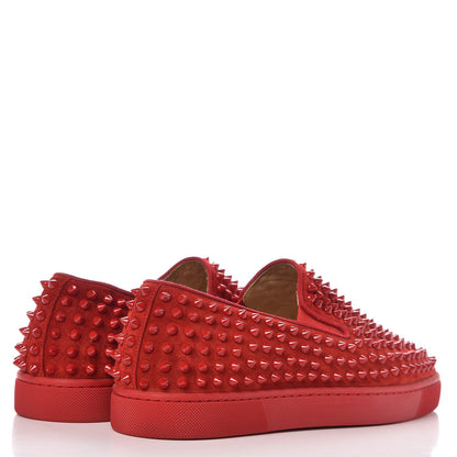 Christian Louboutin Veau Velours Mens GG Spikes Roller Boat Flats 43 Rougissime 4 of 8