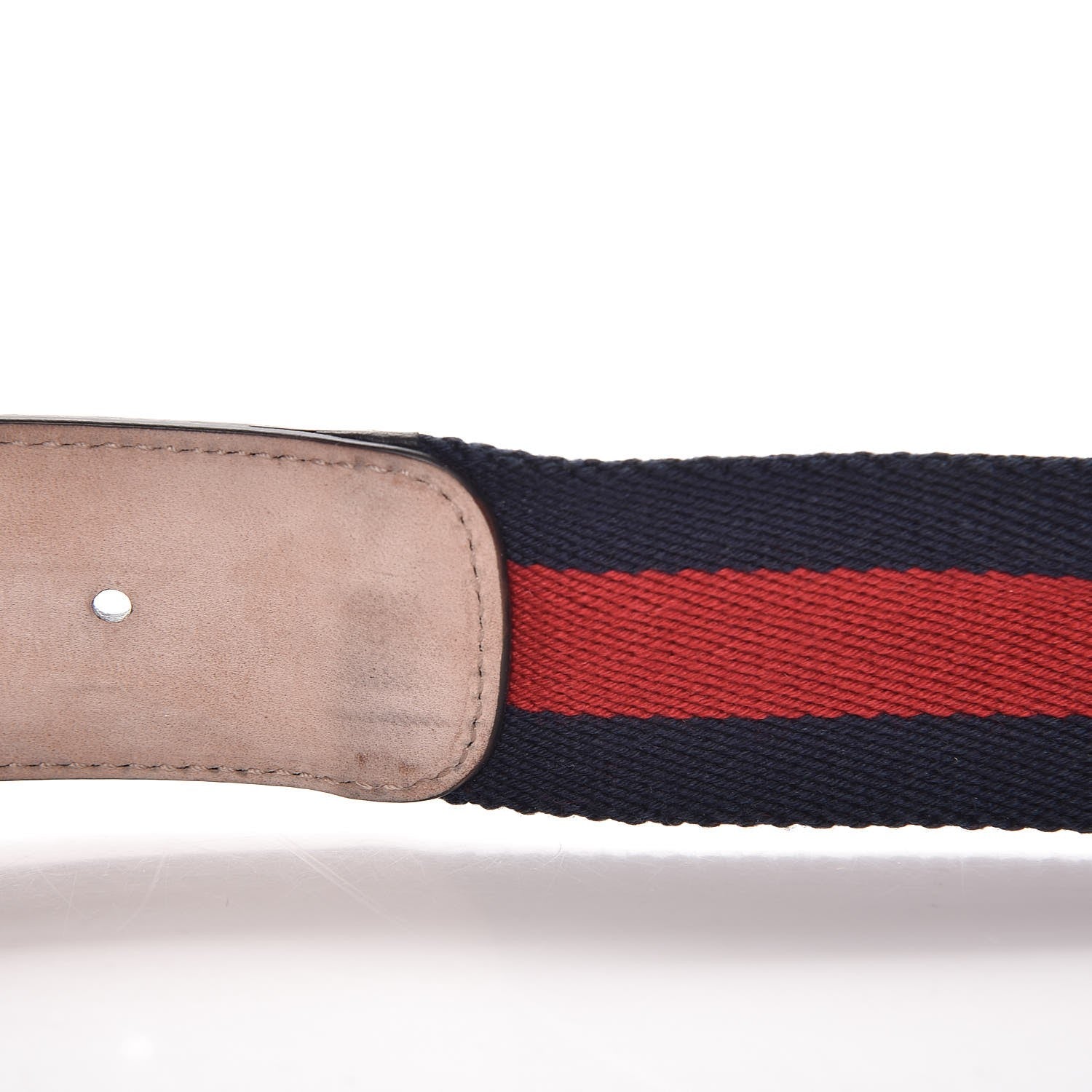 Gucci Nylon Calfskin Double G Web 40mm Belt 80 32 Blue Red Black 5 of 7