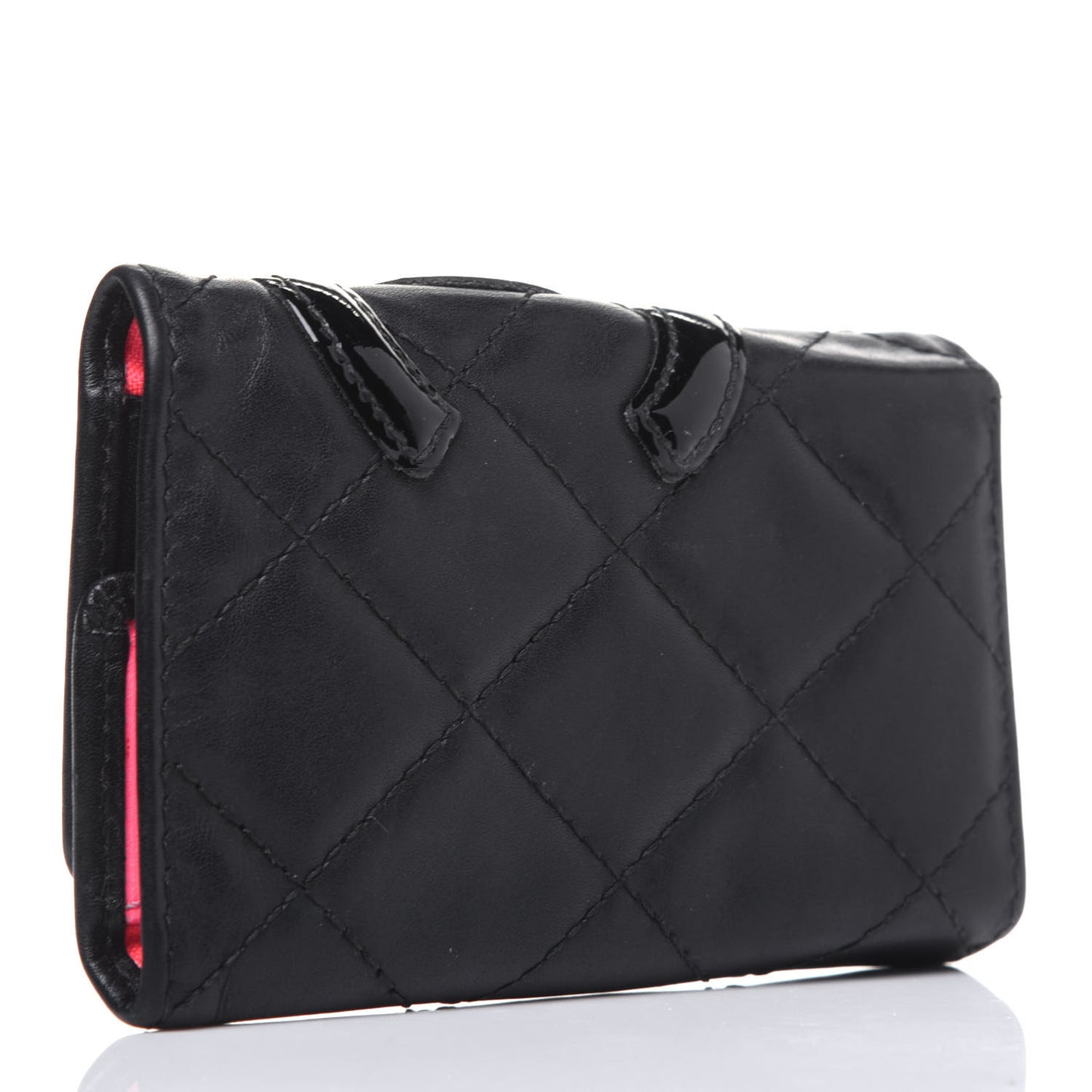 Calfskin Quilted Cambon 6 Key Holder Black