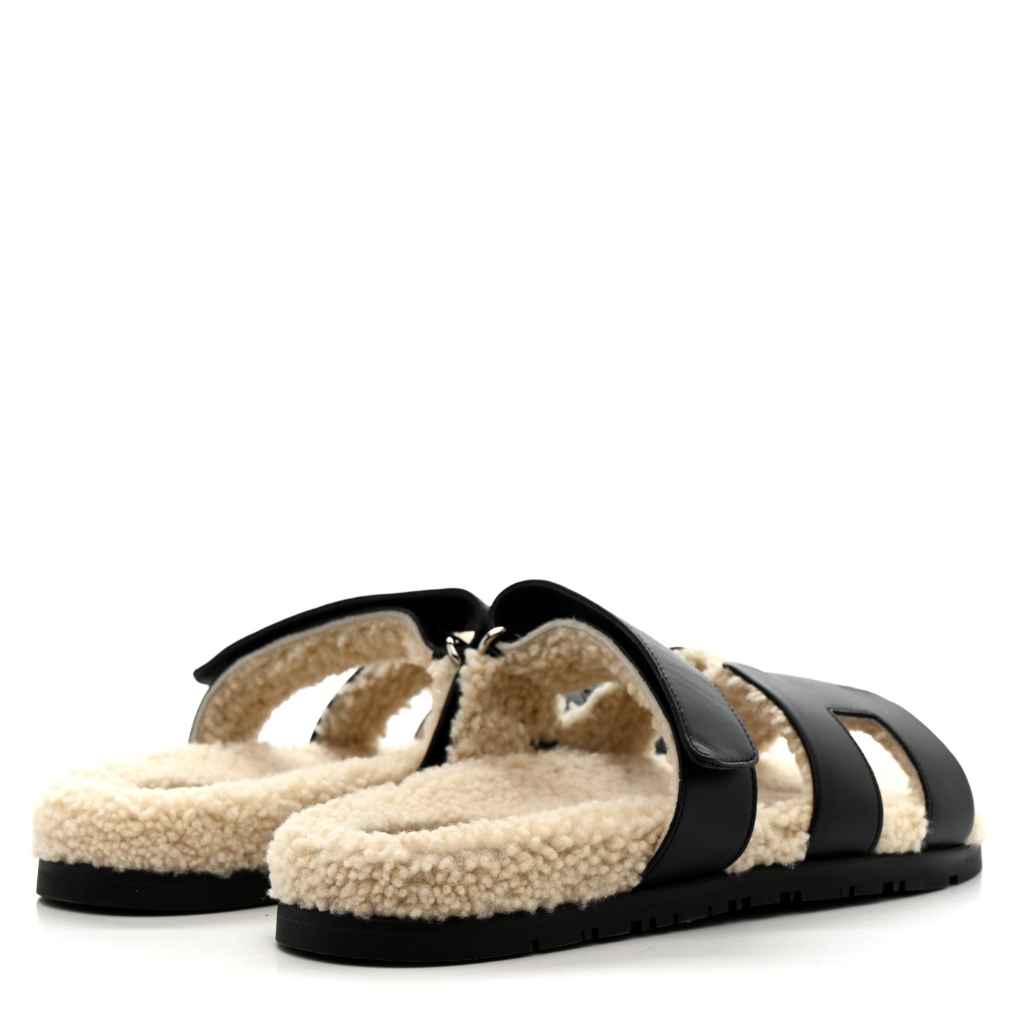 Calfskin Woolskin Womens Chypre Sandals 39 Black Ecru