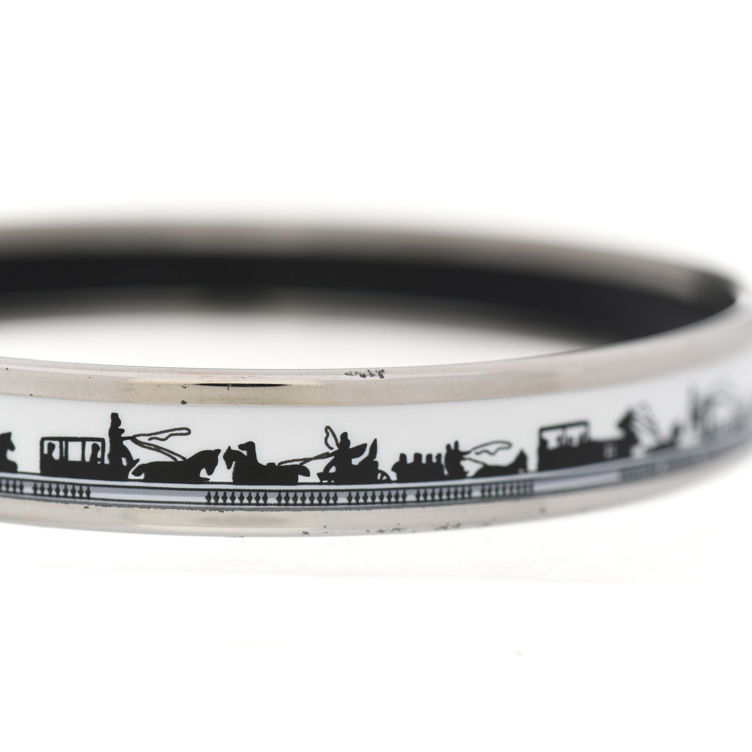 Hermes Enamel Printed Carriage Narrow Bracelet 65 6 of 7