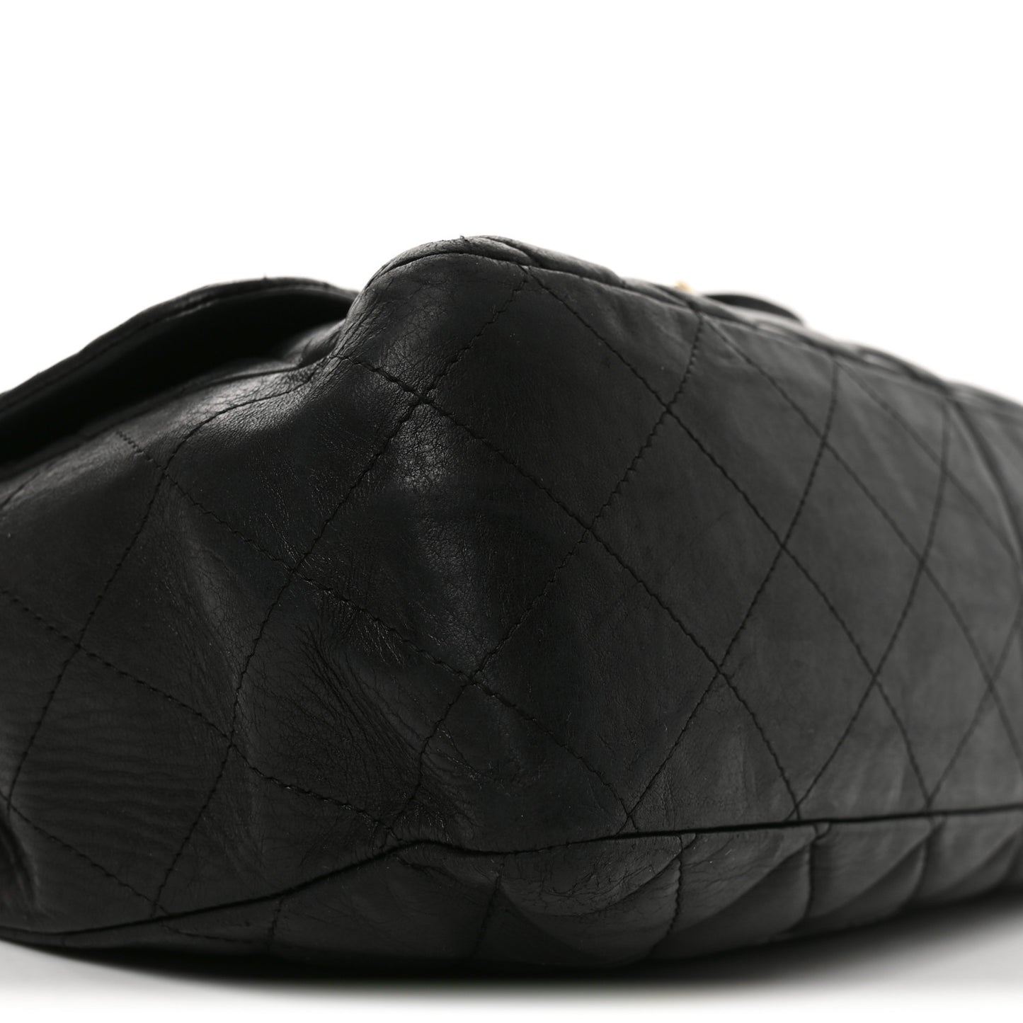 Lambskin Quilted Jumbo Single Flap Black