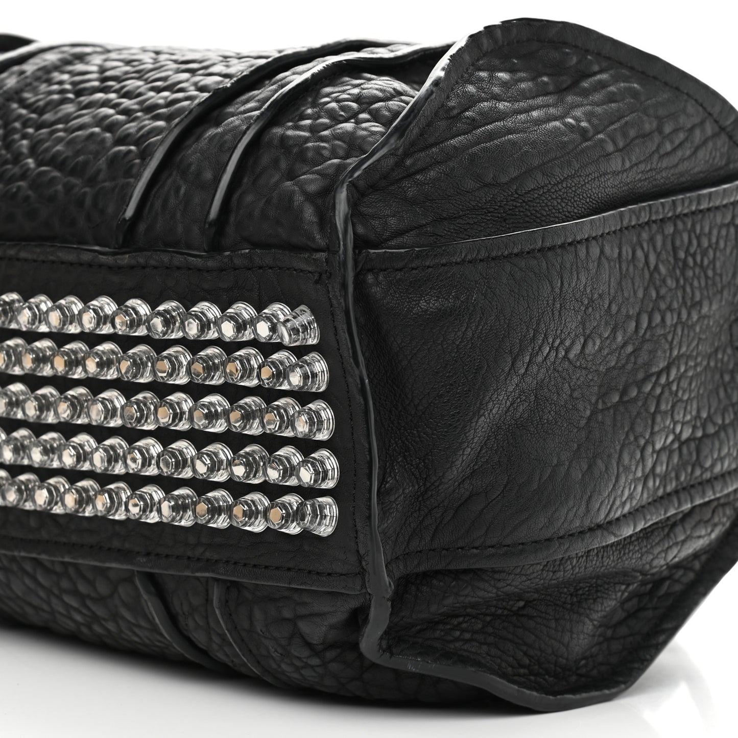 Pebbled Lambskin Inside Out Rocco Black Clear Resin Hardware