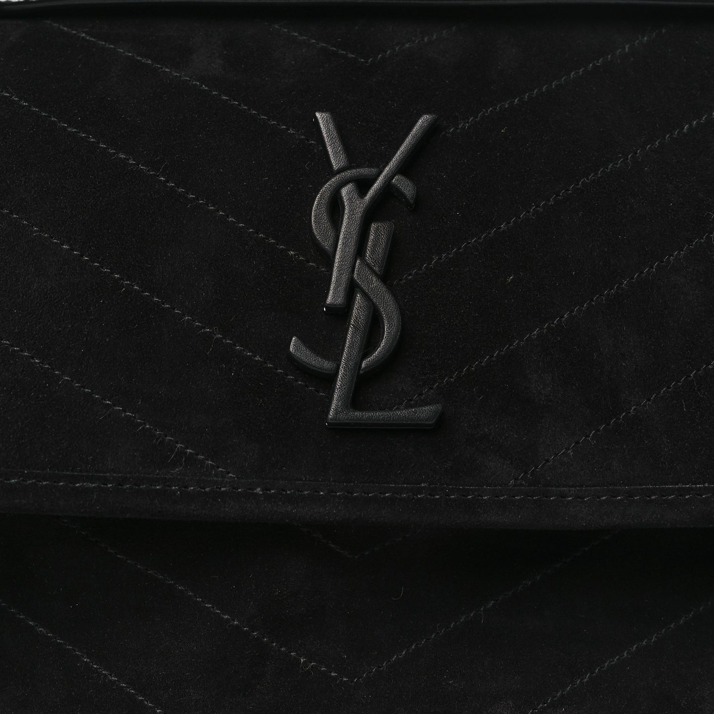 Suede Monogram Medium Niki Chain Satchel Black