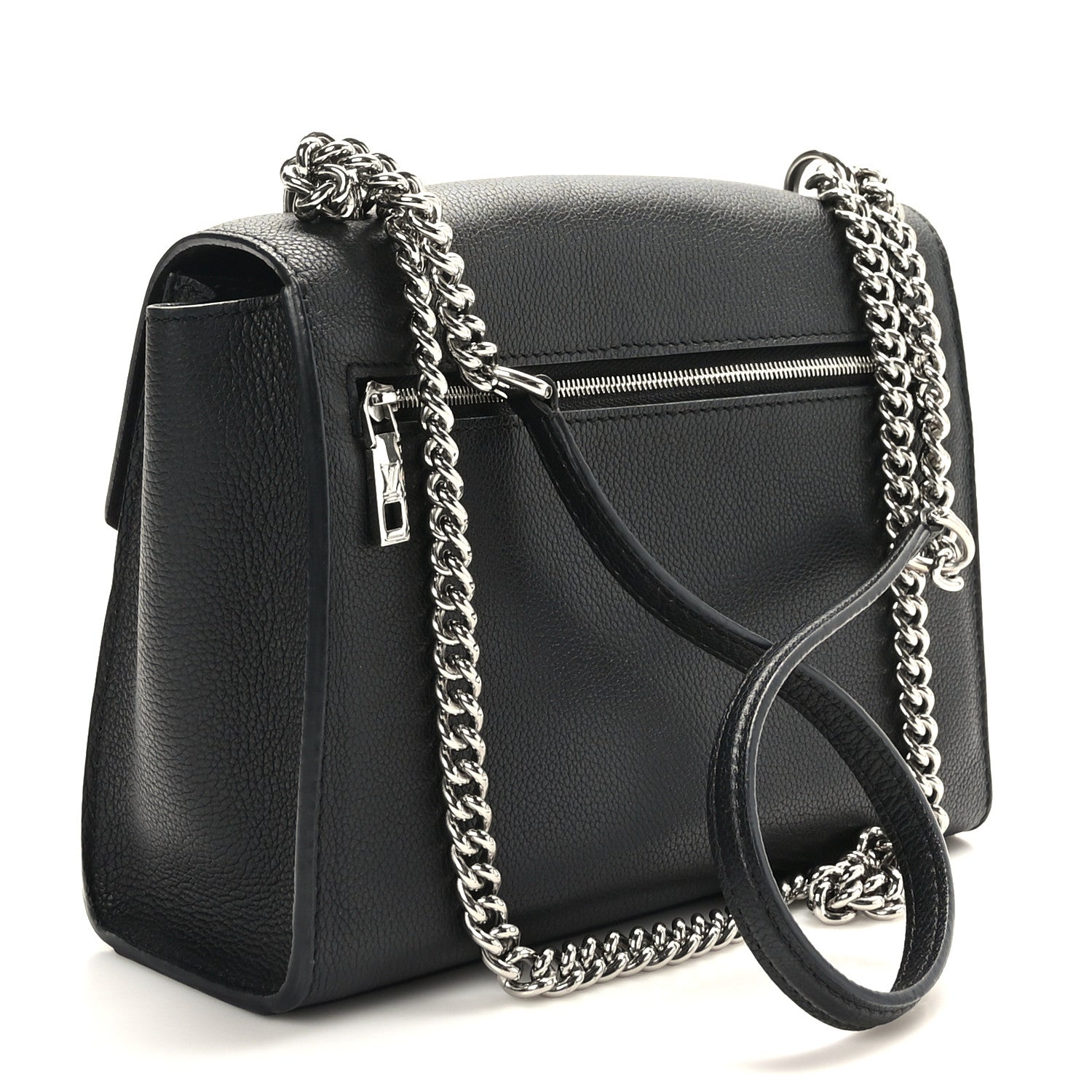 Louis Vuitton Soft Calfskin Mylockme Chain Bag BB Black 3 of 8