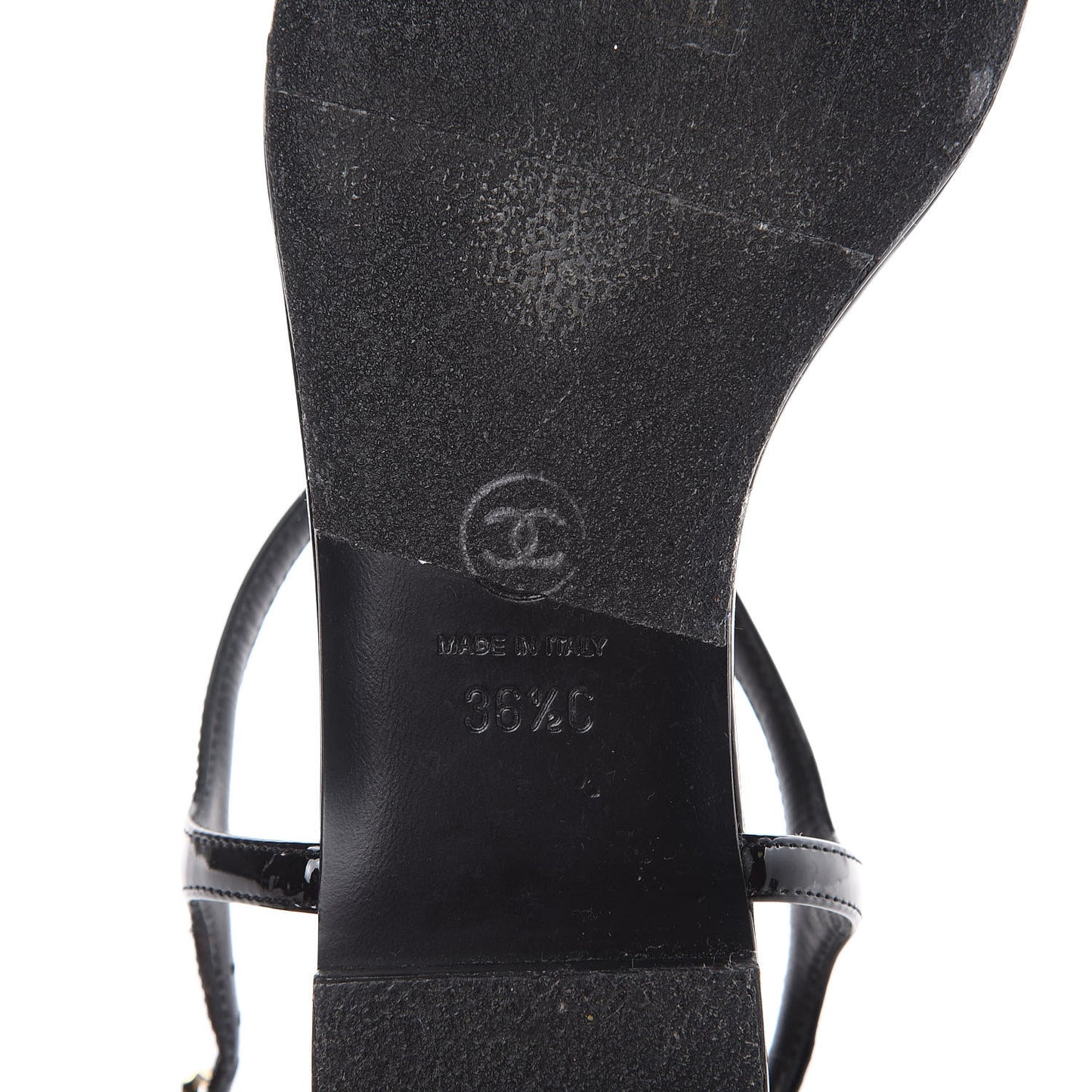 Patent Camellia Thong Sandals 36.5 Black White