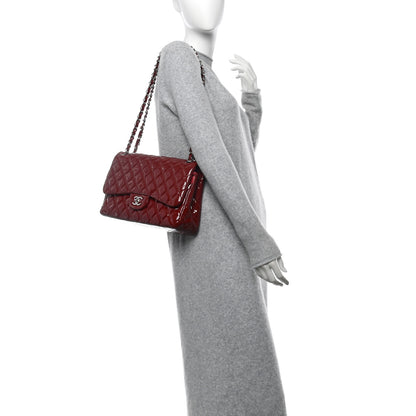 Chanel Patent Quilted Jumbo Double Flap Red 2 of 10