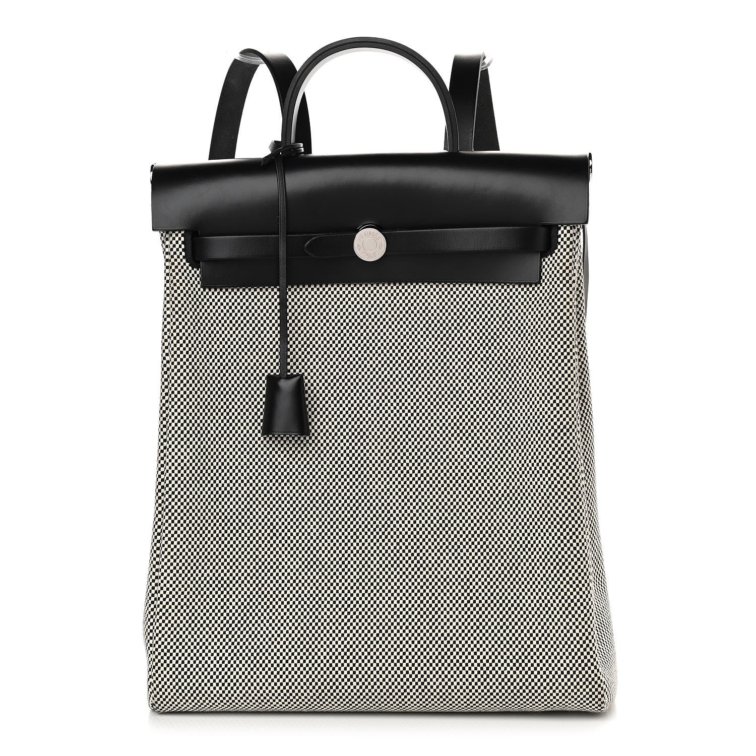 Hermes Criss Viking Vache Hunter Herbag a Dos Zip Retourne Backpack Ecru Black 1 of 11