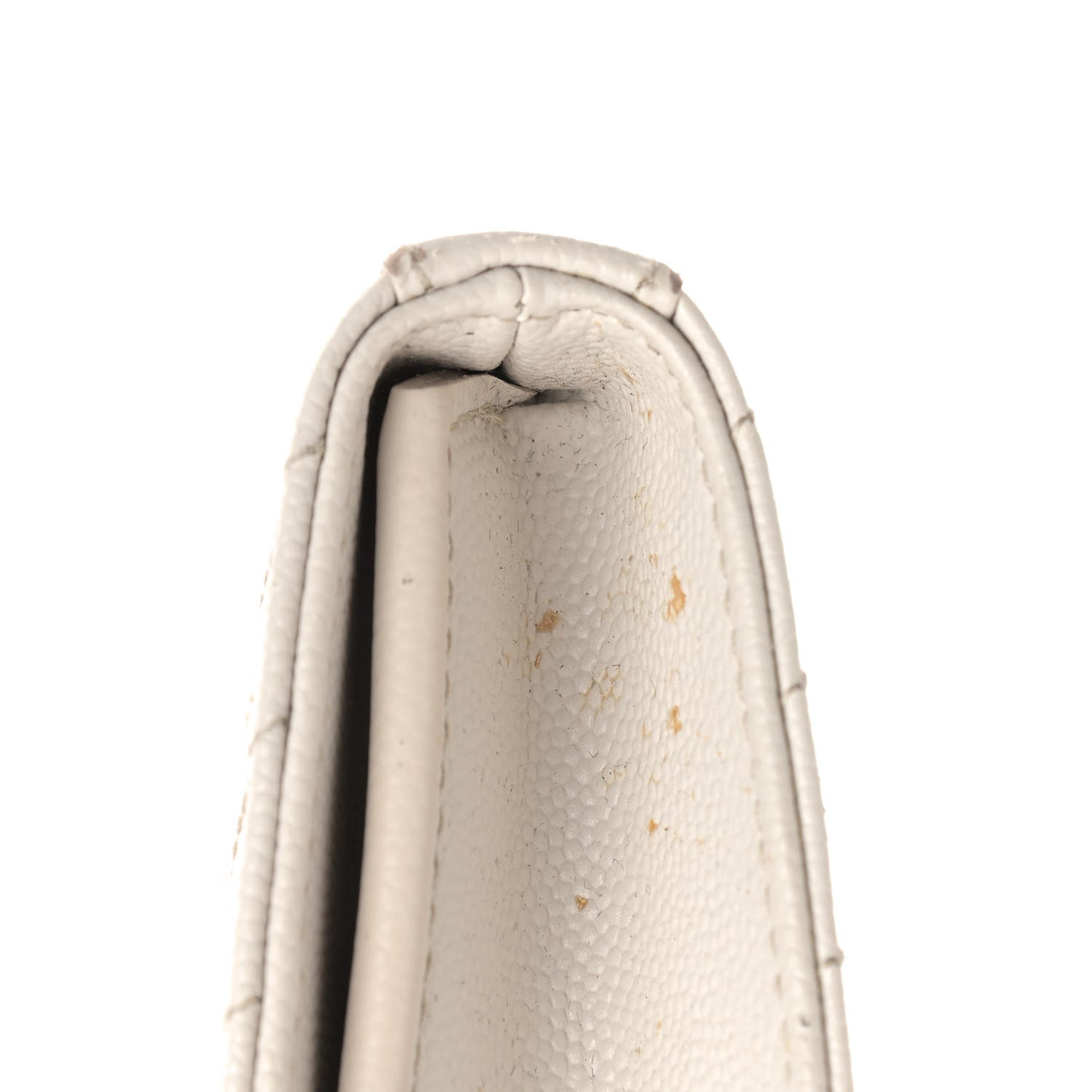Grain De Poudre Matelasse Chevron Monogram Chain Wallet White