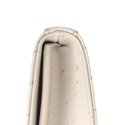 Saint Laurent Grain De Poudre Matelasse Chevron Monogram Chain Wallet White 10 of 10
