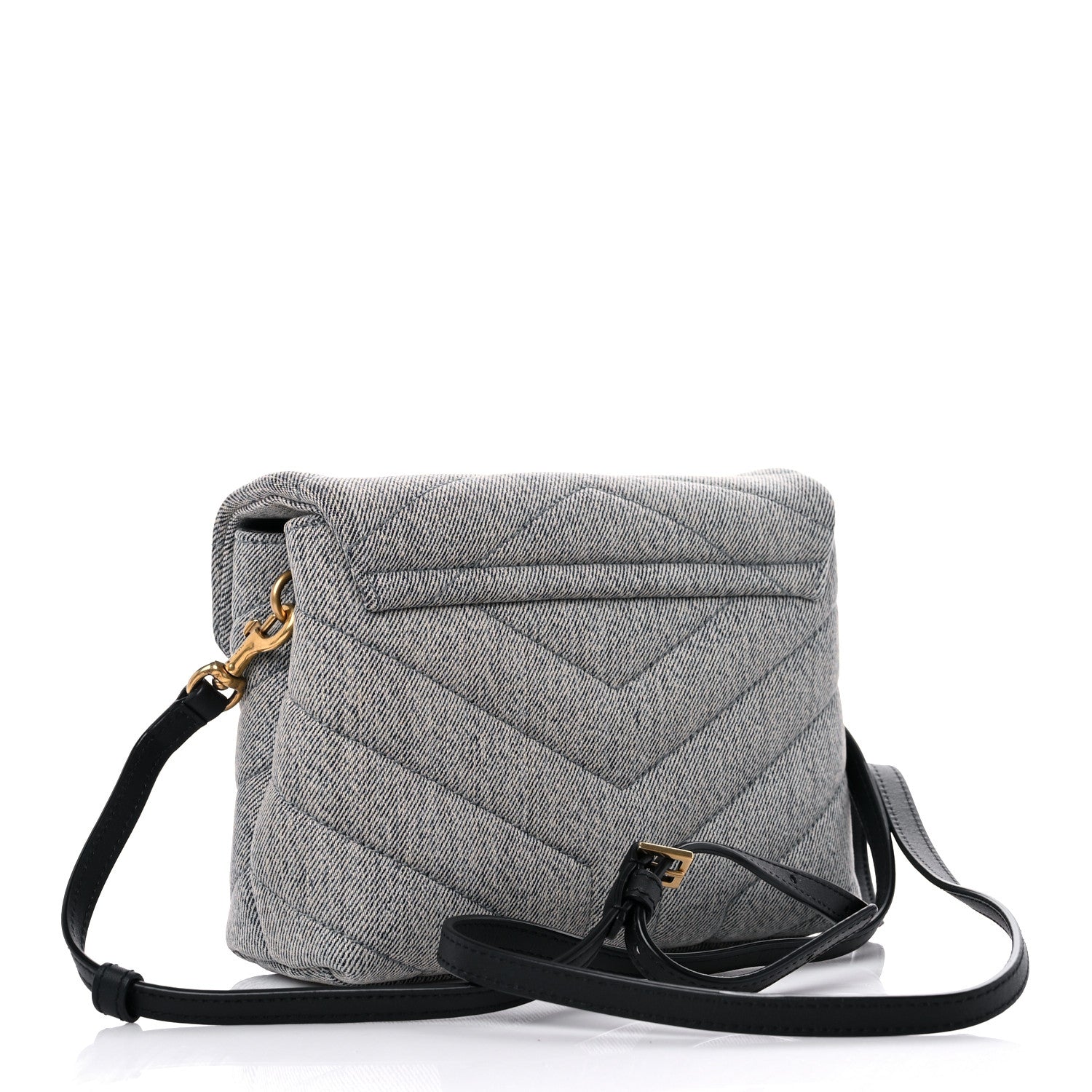 Saint Laurent Denim Y Quilted Monogram Toy Loulou Crossbody Bag Grey 3 of 9