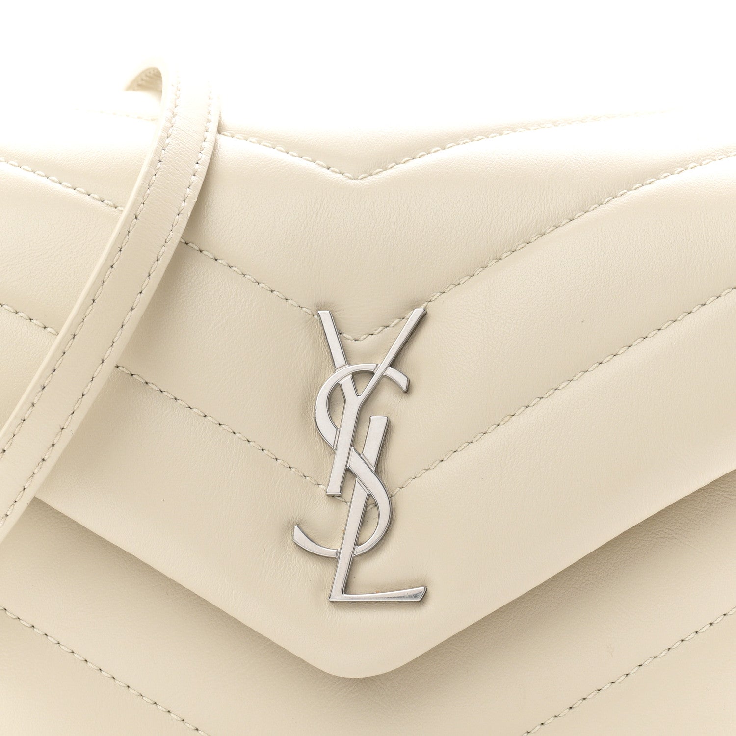 Saint Laurent Calfskin Y Quilted Monogram Toy Loulou Satchel Ivory 8 of 11