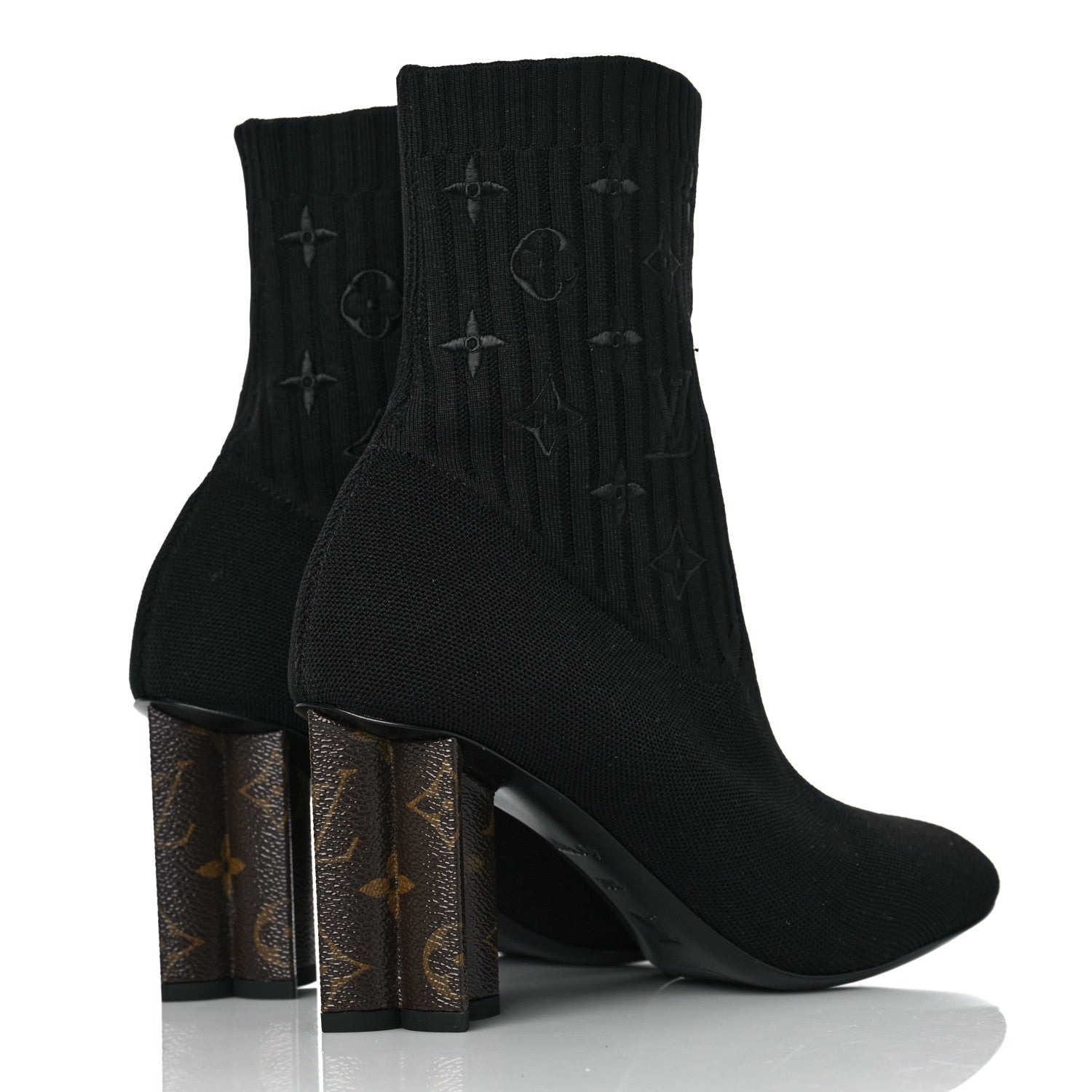 Louis Vuitton Monogram Stretch Fabric Silhouette Ankle Boots 39.5 Black 4 of 7