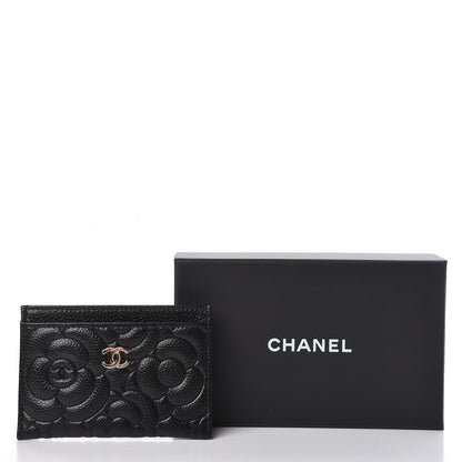 Chanel Caviar Camellia Embossed Card Holder Black 9 of 9