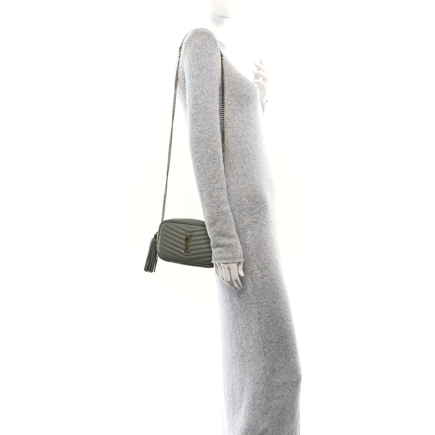 Saint Laurent Grain De Poudre Matelasse Monogram Mini Lou Camera Bag Pistachio 2 of 10