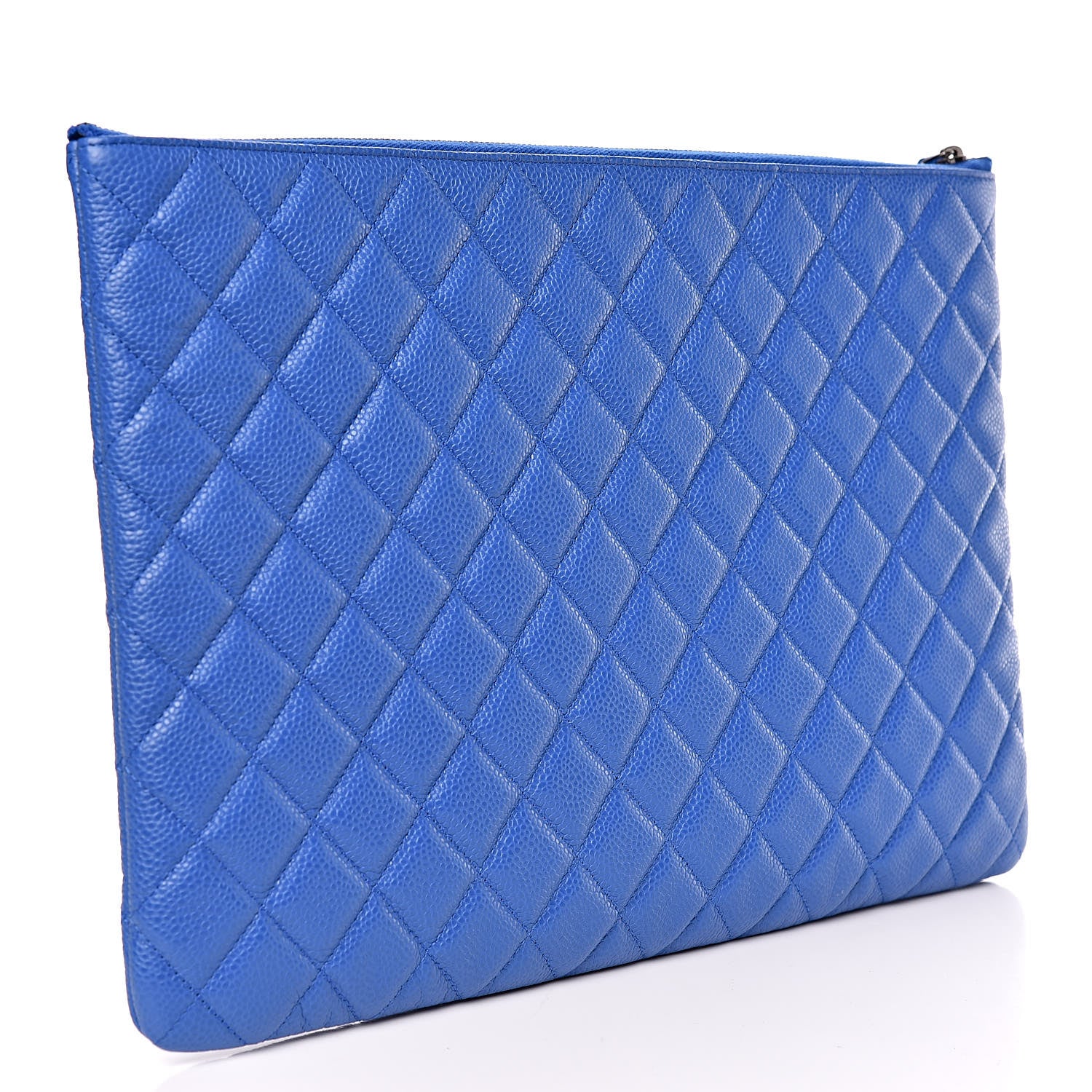 Chanel Caviar Quilted Large Cosmetic Case Blue 3 of 9