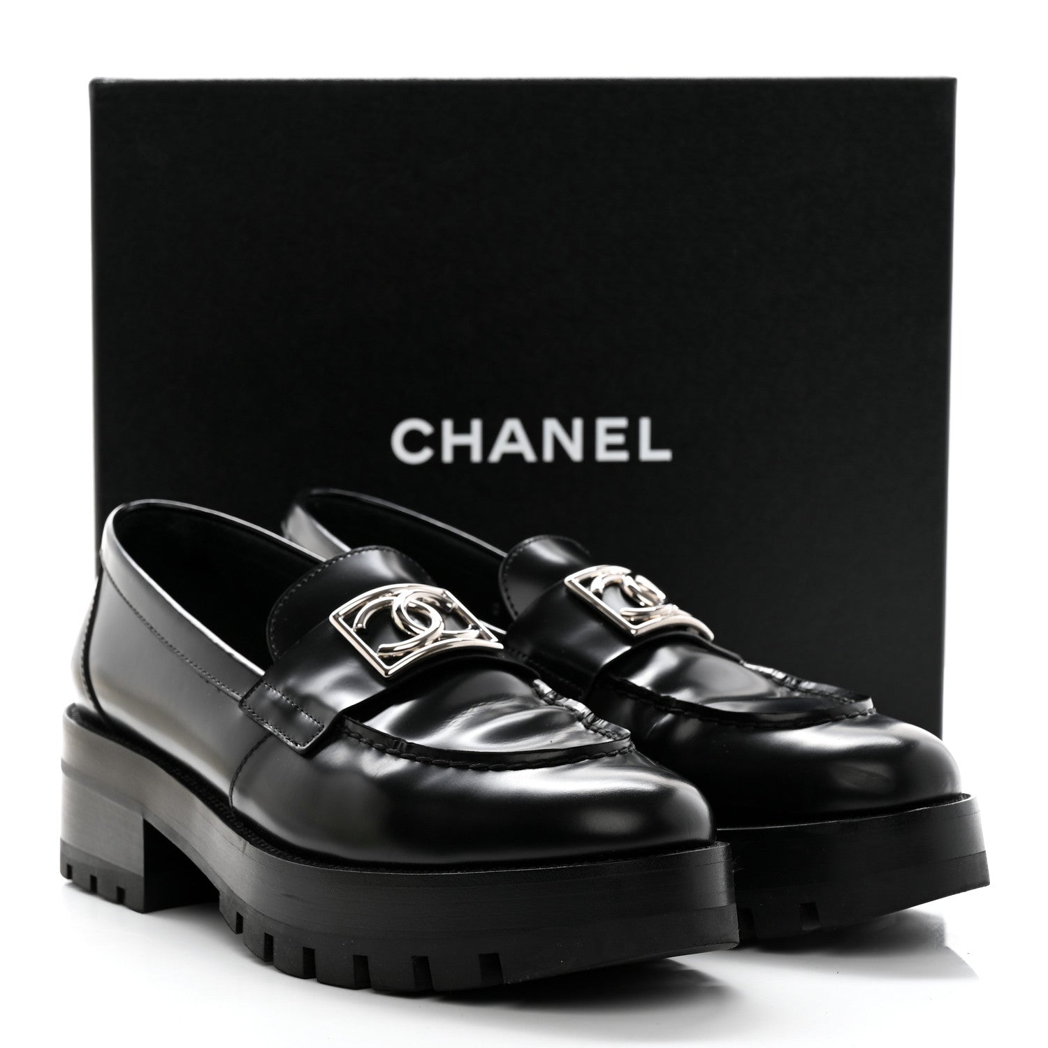 Chanel Calfskin Metal CC Loafers 40.5 Black 9 of 9