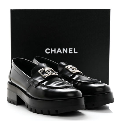 Chanel Calfskin Metal CC Loafers 40.5 Black 9 of 9