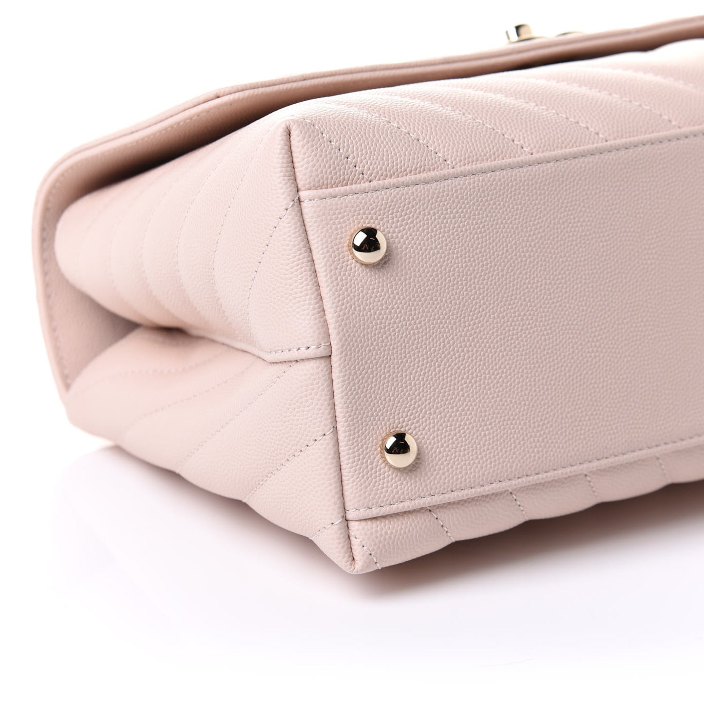 Caviar Lizard Embossed Chevron Quilted Small Coco Handle Flap Beige