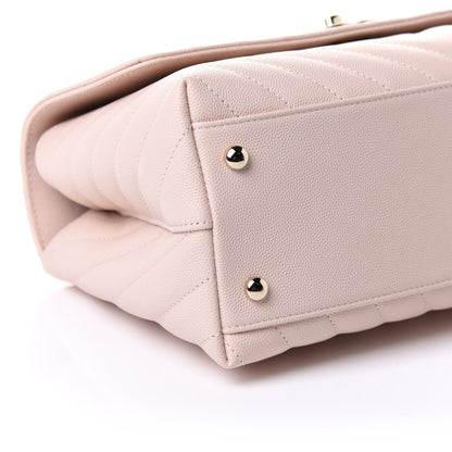 Chanel Caviar Lizard Embossed Chevron Quilted Small Coco Handle Flap Beige 9 of 11