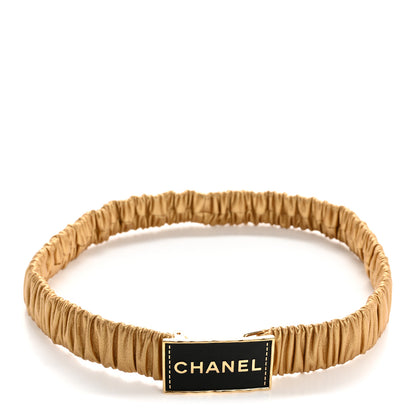 Chanel Metallic Lambskin Ruched Logo Belt 75 30 Gold 3 of 6