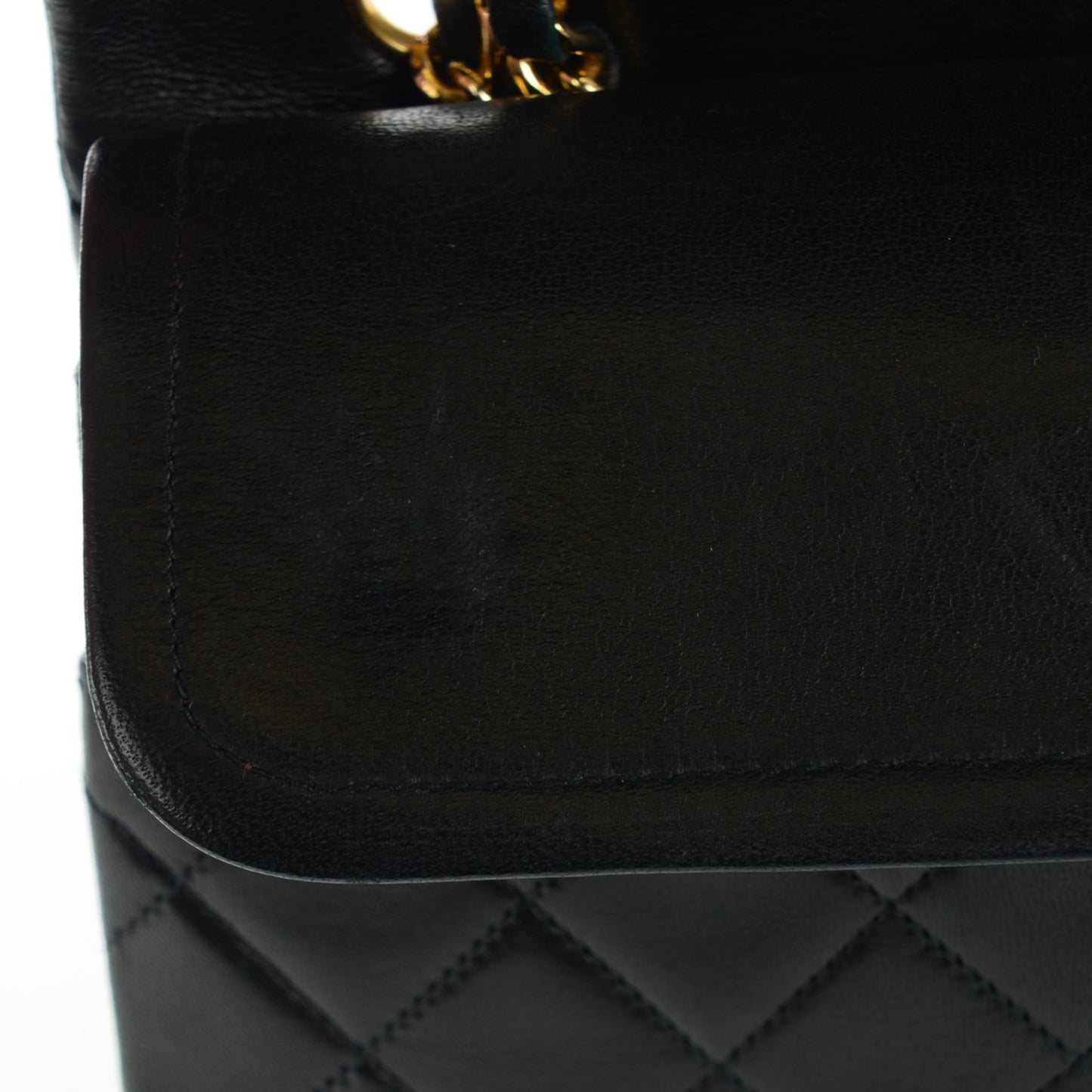 Lambskin Quilted Medium Double Flap Black