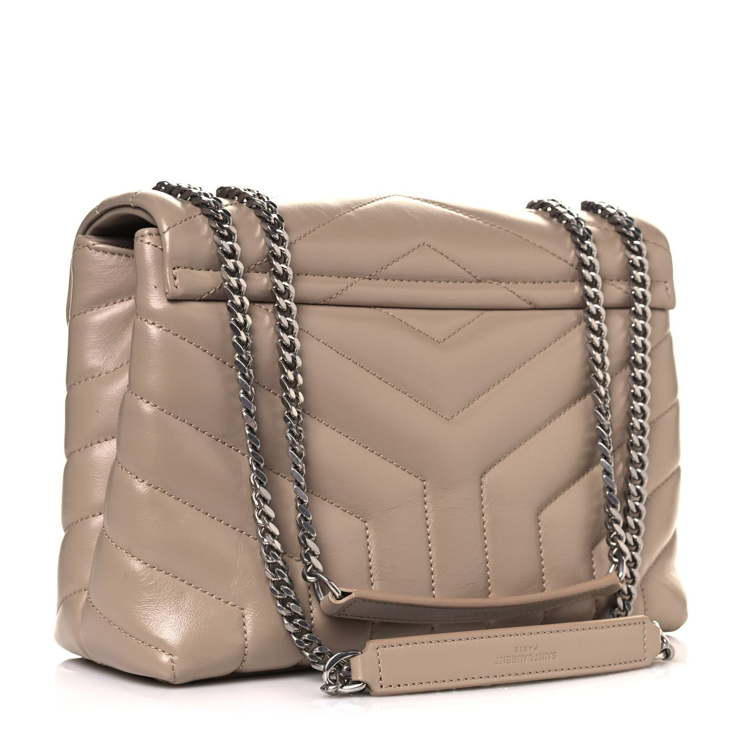 Calfskin Y Quilted Monogram Small Loulou Chain Satchel Dark Beige