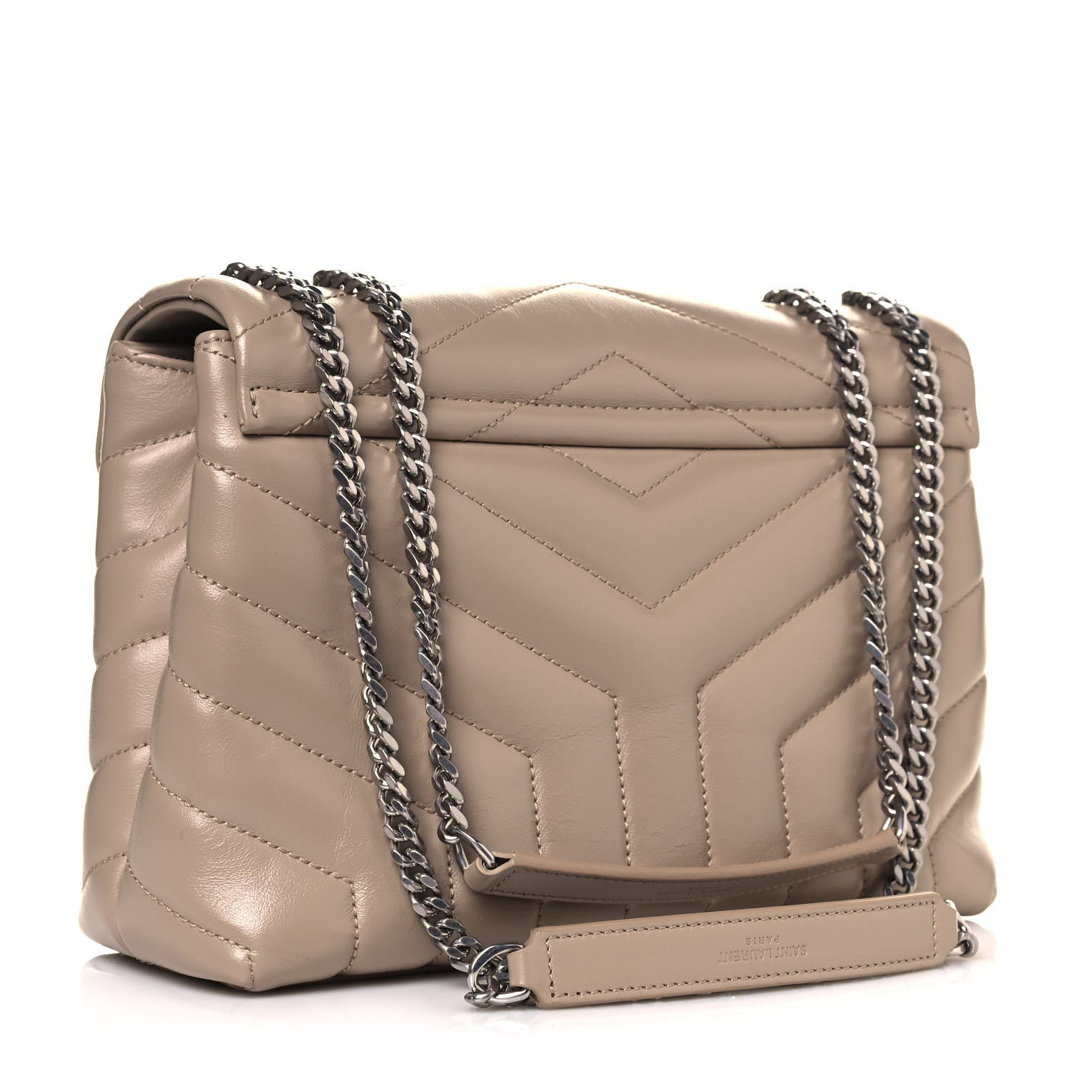 Saint Laurent Calfskin Y Quilted Monogram Small Loulou Chain Satchel Dark Beige 2 of 10