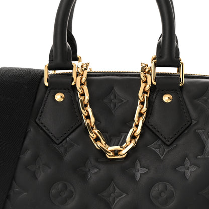 Louis Vuitton Lambskin Embossed Monogram Speedy 22 Bandouliere Black 7 of 11