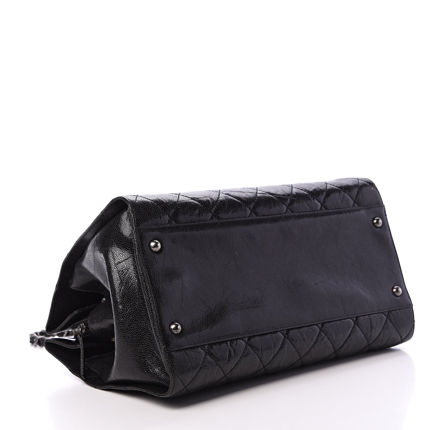 Chanel Crumpled Grained Calfskin Quilted CC Crave Tote Black 3 of 12