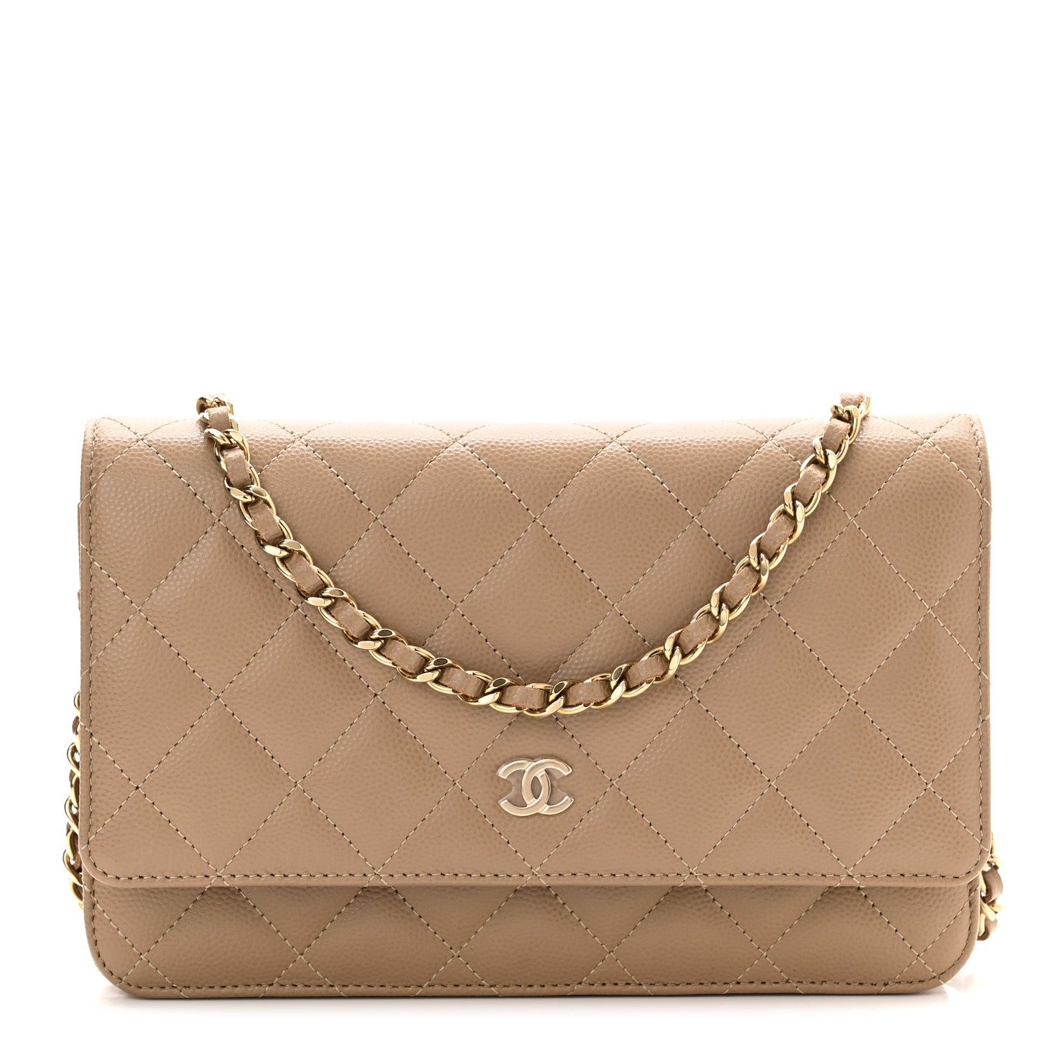 Chanel Caviar Quilted Wallet On Chain WOC Dark Beige 1 of 12