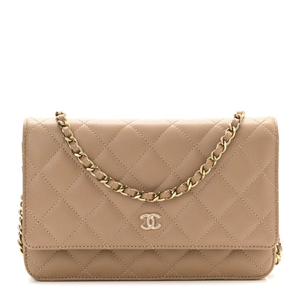 Chanel Caviar Quilted Wallet On Chain WOC Dark Beige 1 of 12