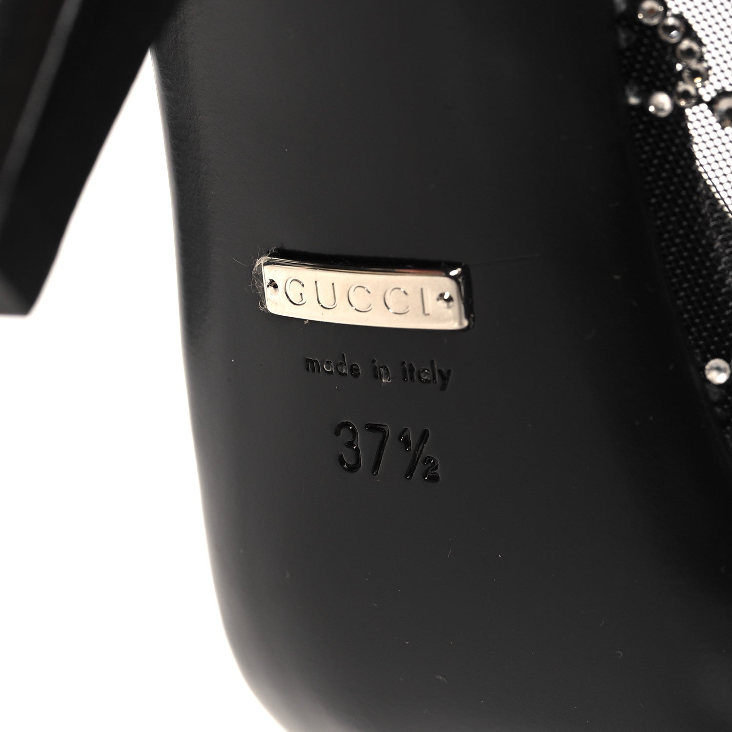 Gucci Tela Retino Kid Scamosciato Crystal GG Monogram Square G 95mm Slide Sandals 37.5 Black 6 of 8
