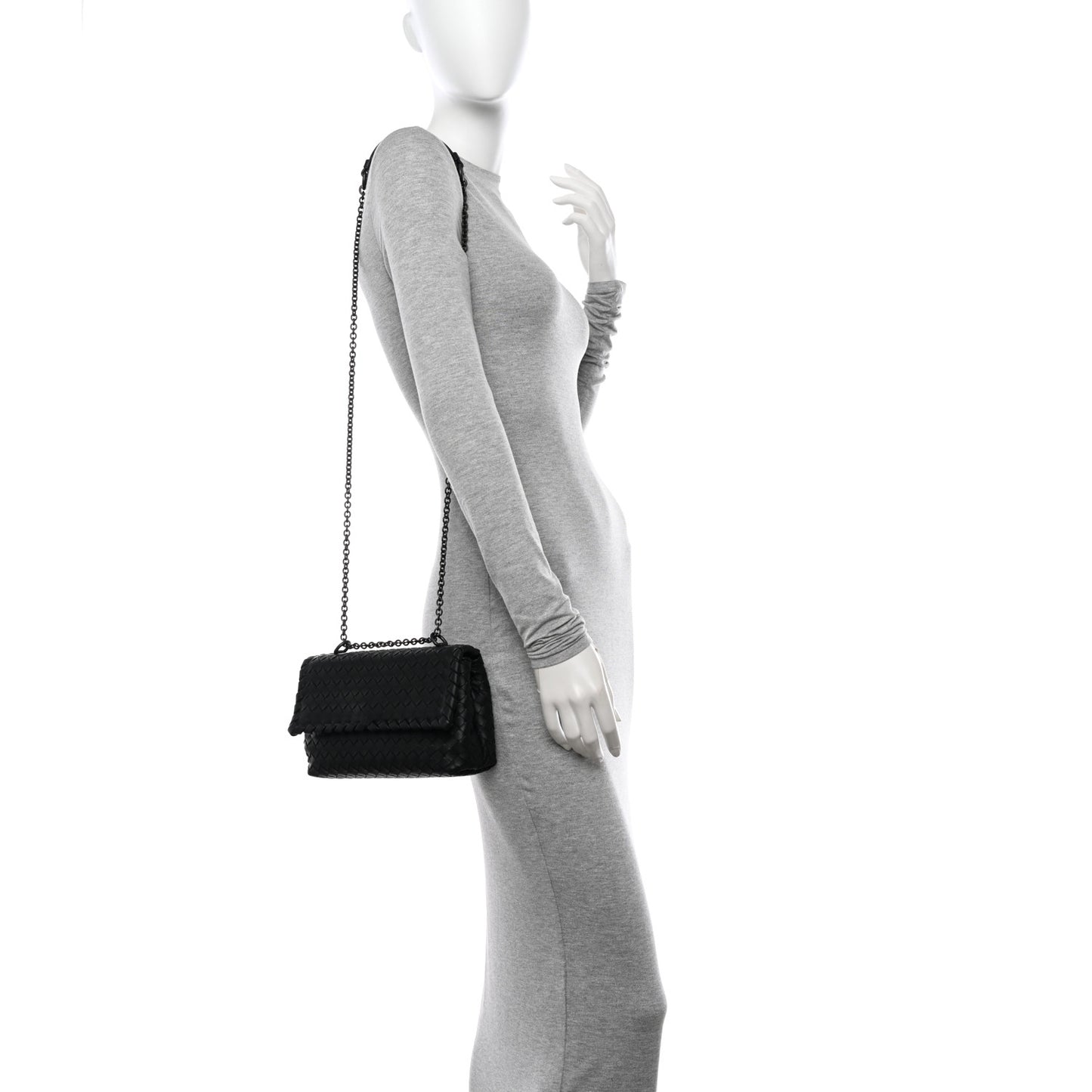 Nappa Intrecciato Baby Olimpia Shoulder Bag Black
