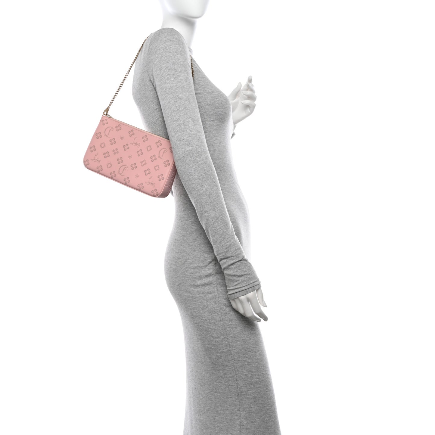 Calfskin Loubinthesky Perforated Shoulder Bag Pink