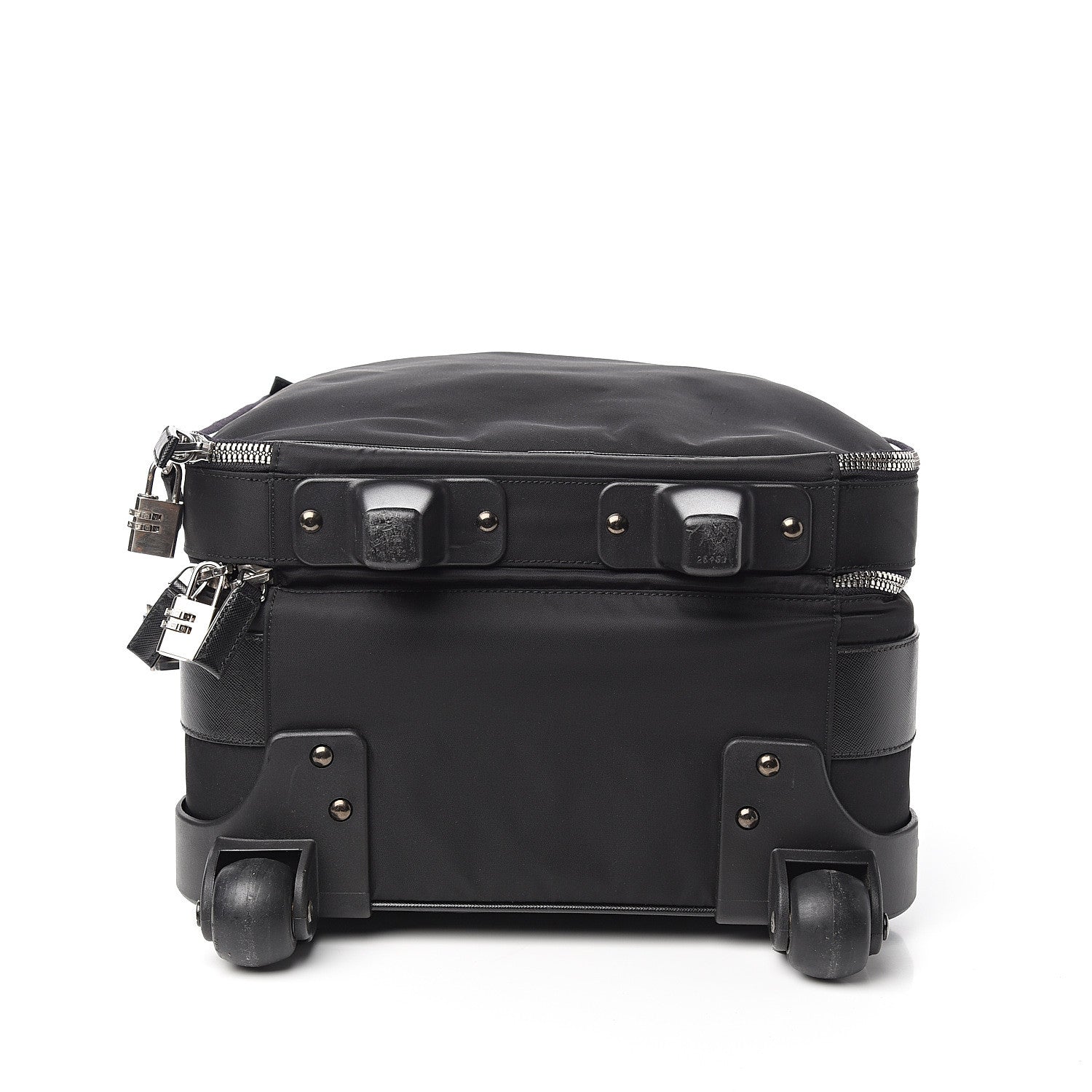 Prada Tessuto Nylon Saffiano Trolley Luggage Black 5 of 11