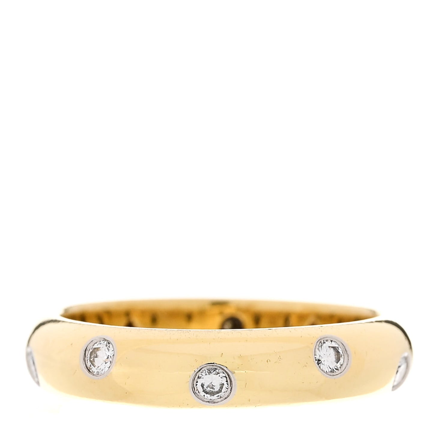 18K Yellow Gold Platinum Diamond 4mm Etoile Band Ring 53 6.25