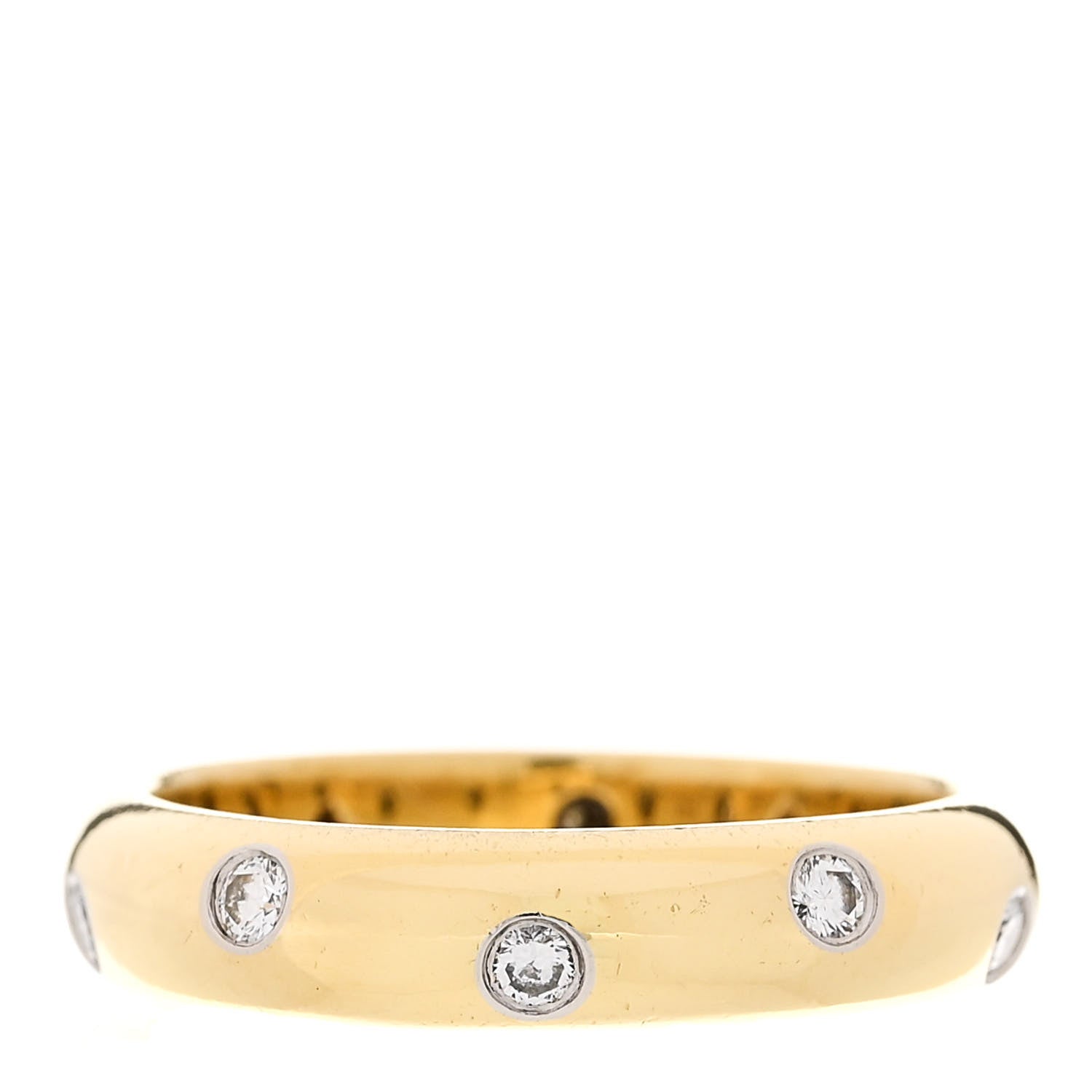 Tiffany 18K Yellow Gold Platinum Diamond 4mm Etoile Band Ring 53 6.25 3 of 6