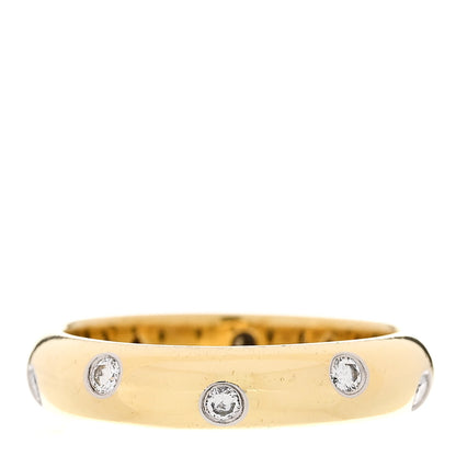 Tiffany 18K Yellow Gold Platinum Diamond 4mm Etoile Band Ring 53 6.25 3 of 6