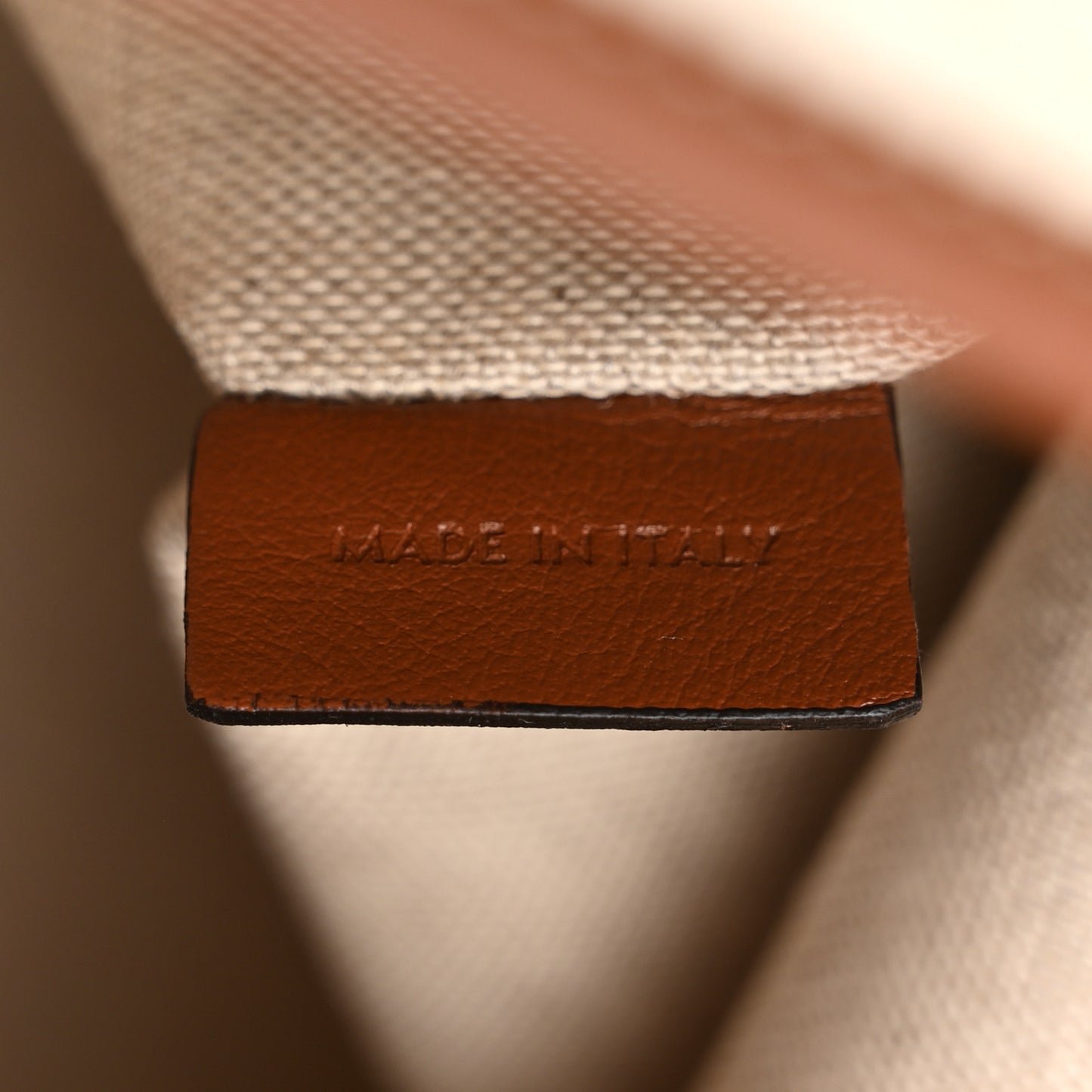 Canvas Calfskin Logo Bucket 16 Bag Natural Tan