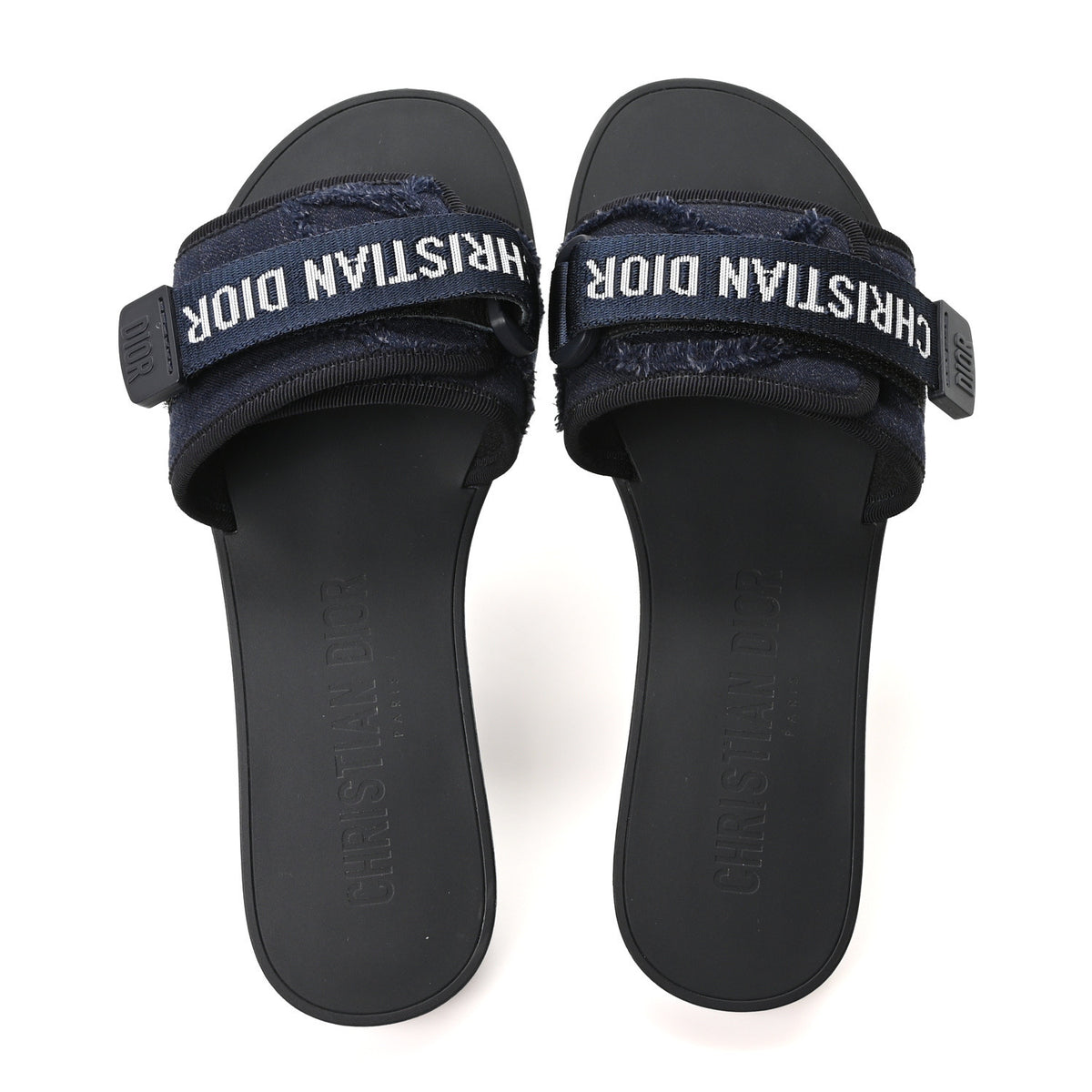 Christian Dior Technical Stretch Fabric Camouflage Dio(r)evolution Slide Sandals 38 Deep Blue 2 of 9